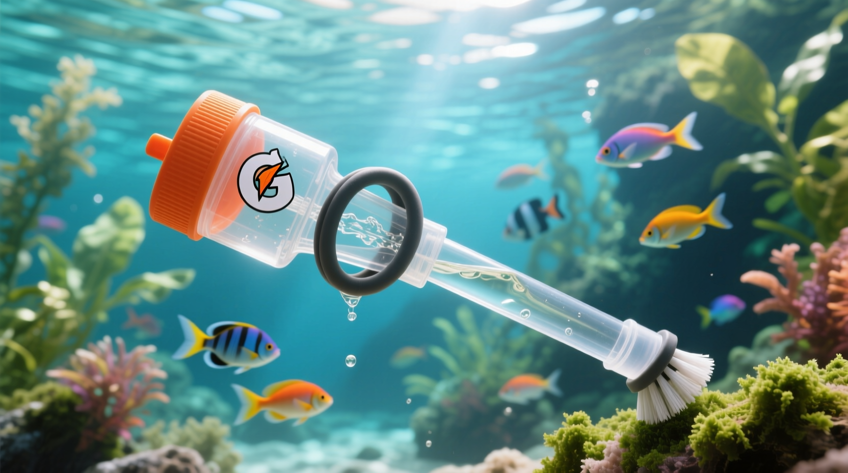 make a fish tank cleaner with a gatorade cap and ring