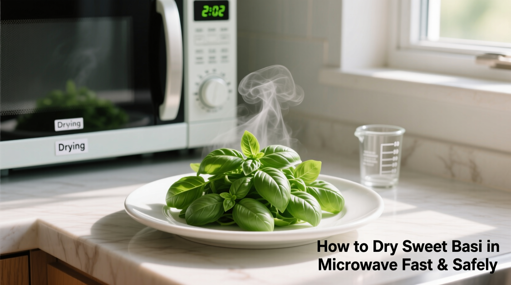 how to dry sweet basil in microwave