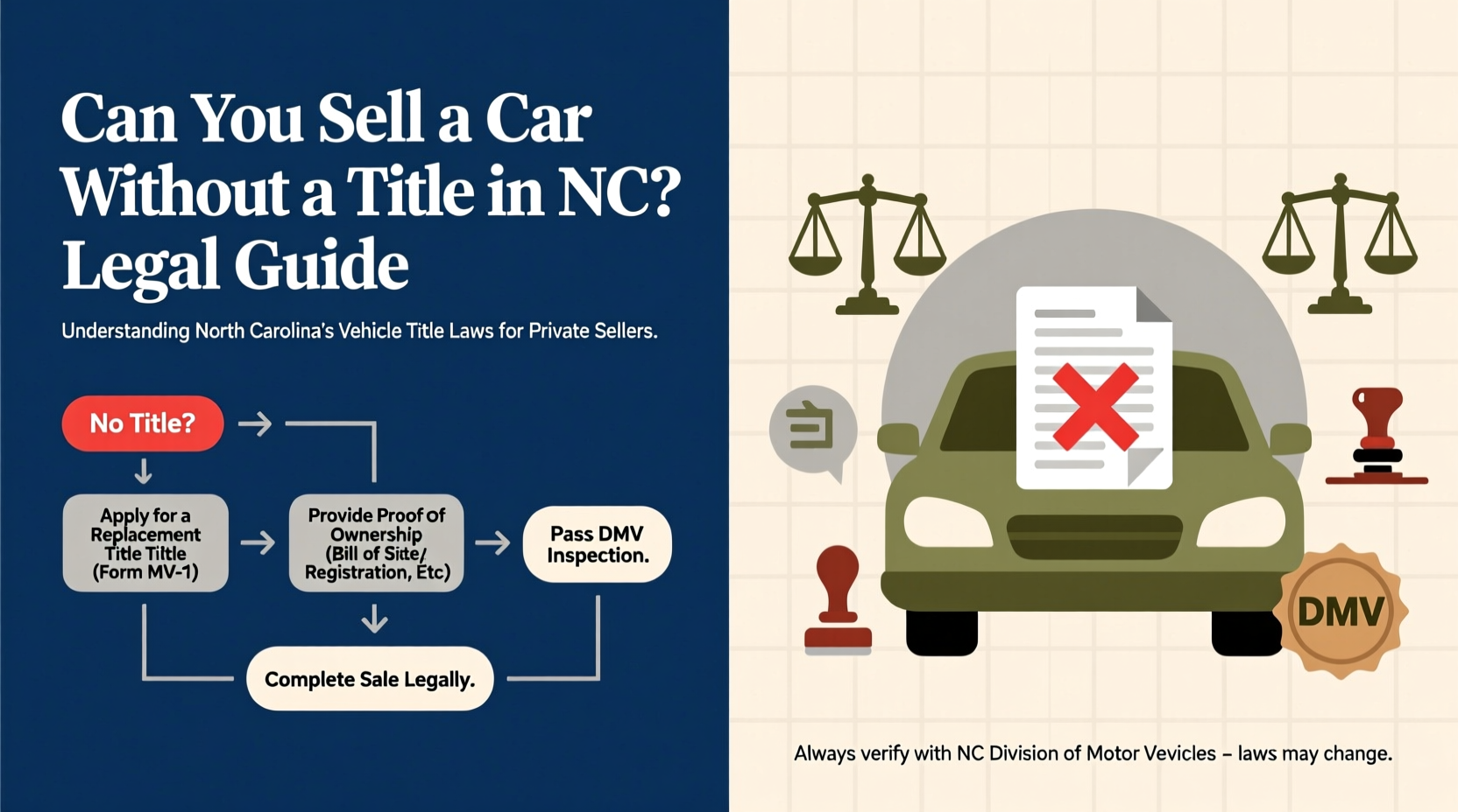 can you sell a car without a title in nc