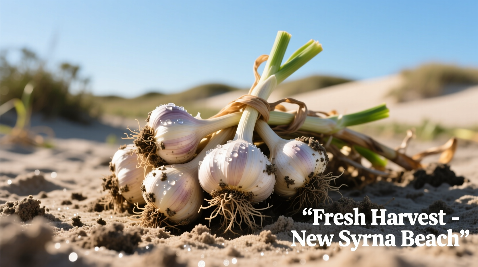 Freshly harvested garlic bulbs at New Smyrna Beach farm