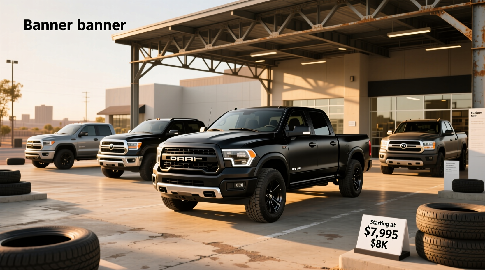 Comparison of compact pickup trucks parked side by side