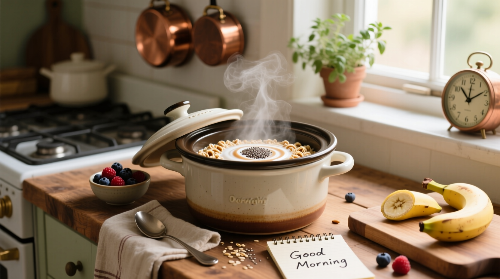 cook oatmeal overnight in a crock pot for a hot breakfa