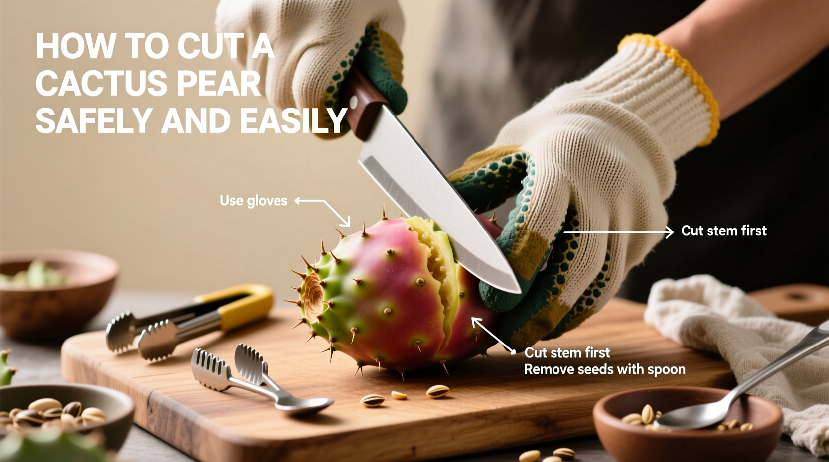 how do you cut a cactus pear