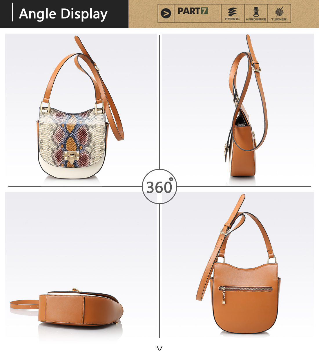 Guodi factory snake cow Leather Handbags for Women with lock