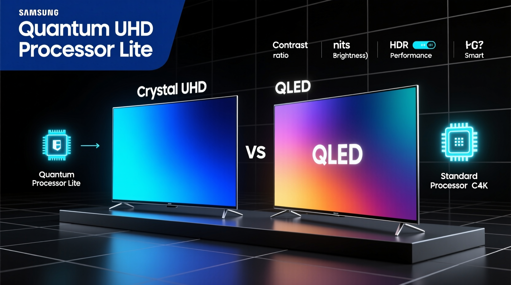 samsung crystal uhd vs qled is the quantum processor lite worth the extra cost