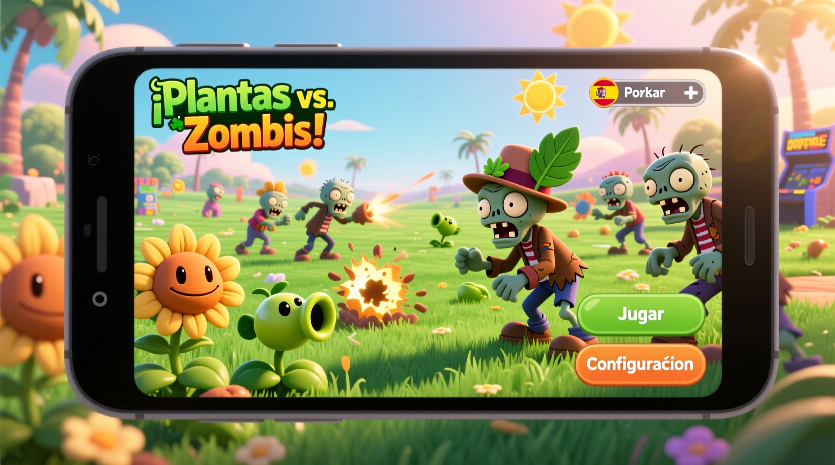 plants vs zombies is the portable version actually the full game in spanish