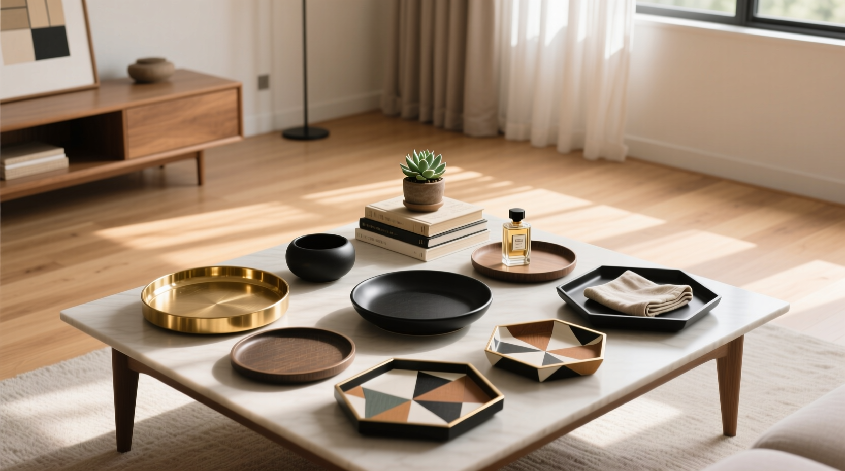 creative ways to style your living room using decorative trays for function and flair