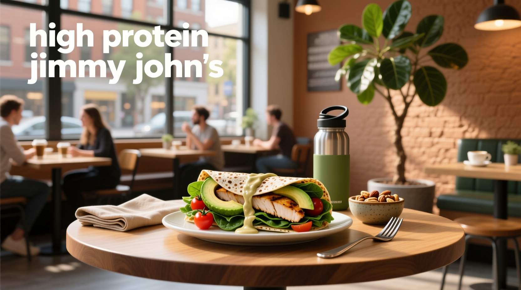 Close-up of Jimmy John's high protein sandwich with lean meats and fresh vegetables