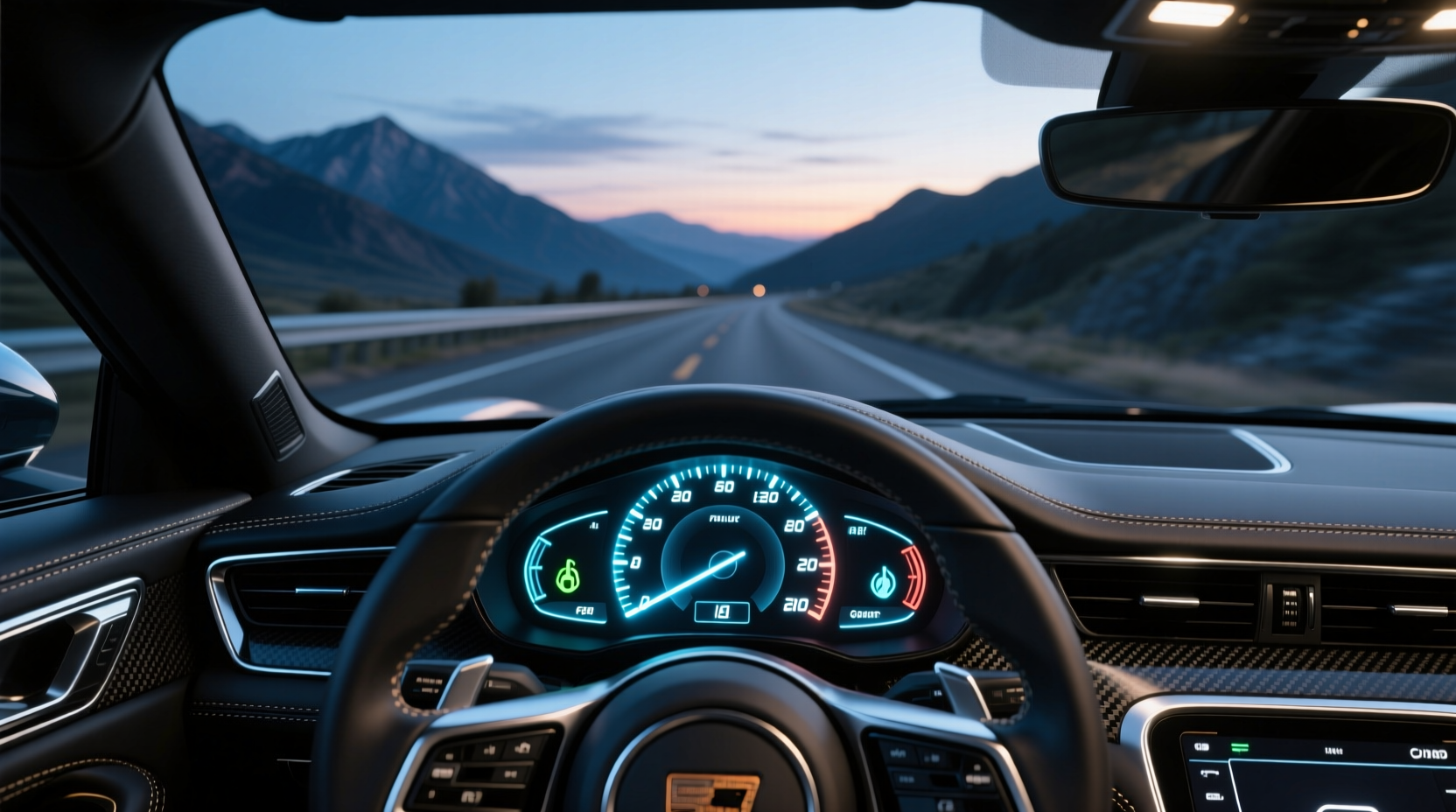 Modern digital speedometer cluster with customizable interface