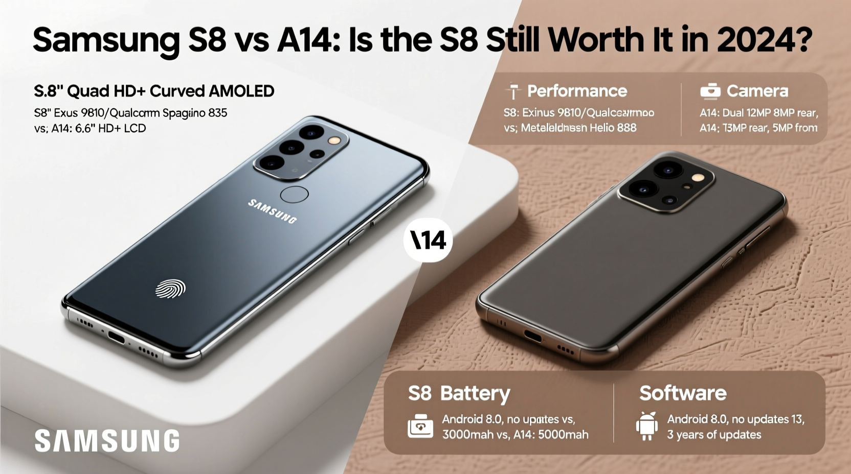 is the samsung s8 still worth it in 2024 or is the a14 a better deal