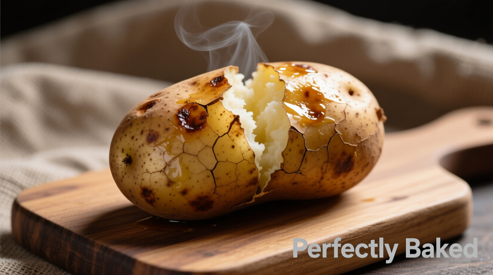 Perfectly baked potato with golden crispy skin