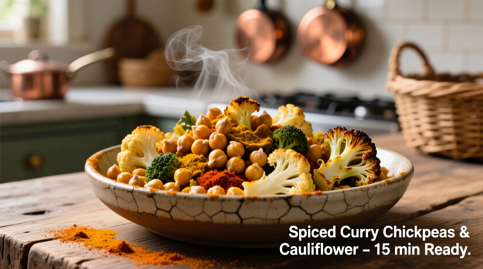 curry chickpeas and cauliflower