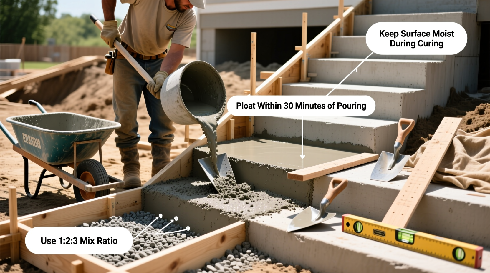 step by step guide to pouring cement essential tips for durable and smooth concrete steps