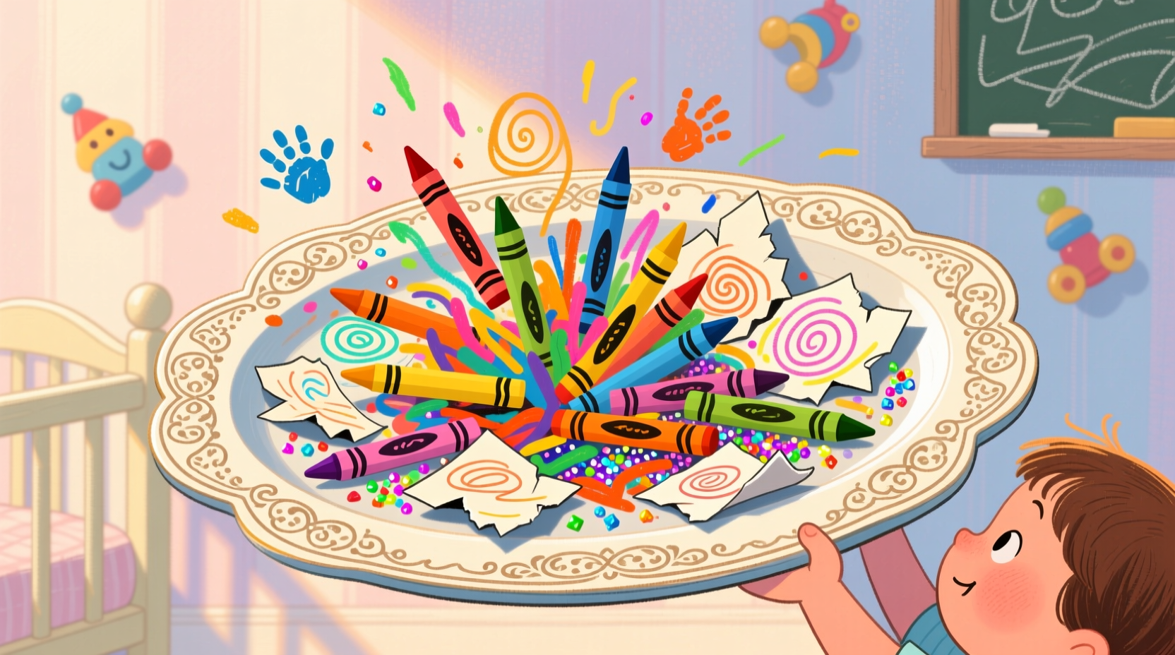 contain your kids artistic mess with a serving tray