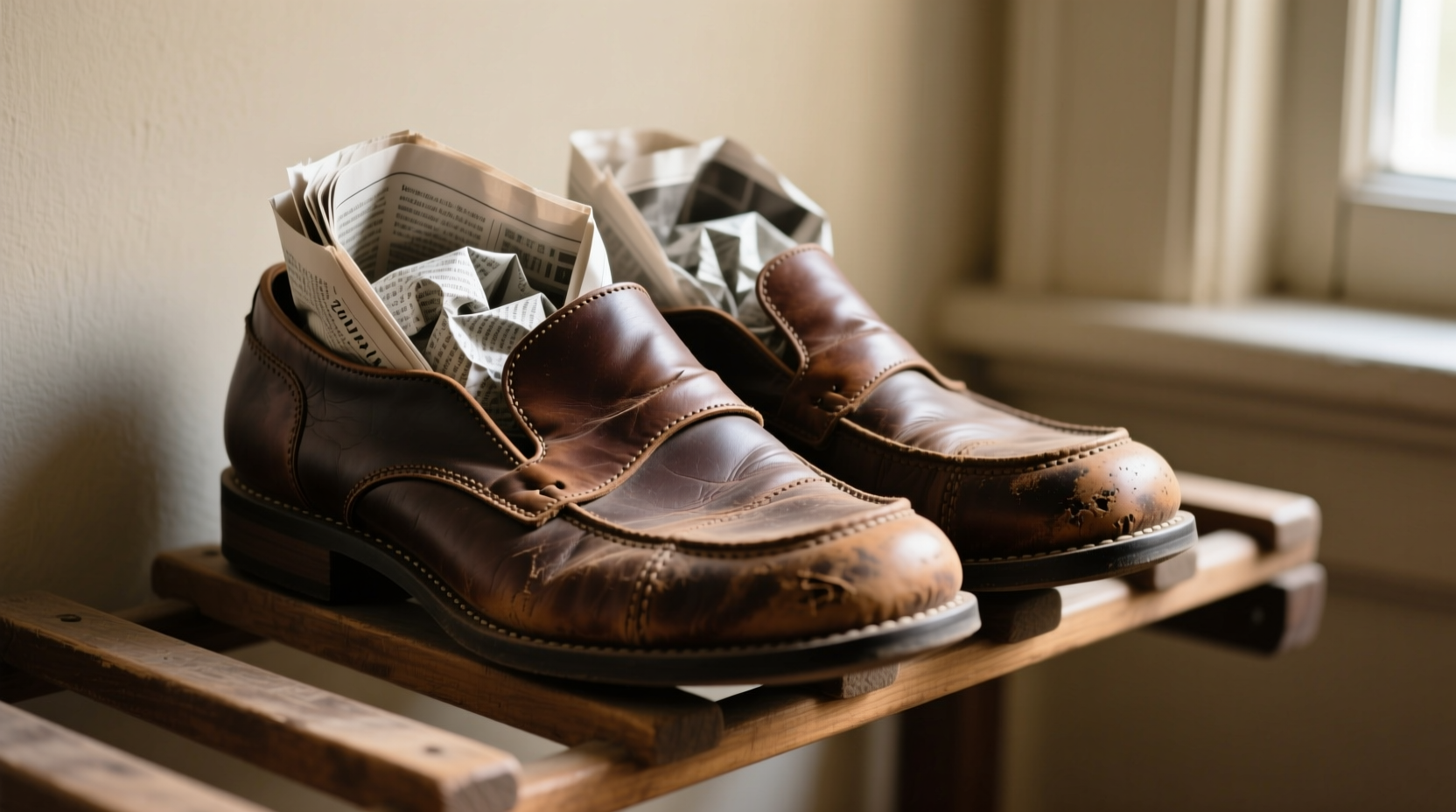 stuff your shoes with newspaper to keep their shape thr