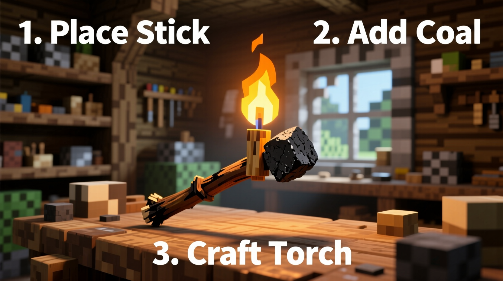 how to craft a torch in minecraft pc