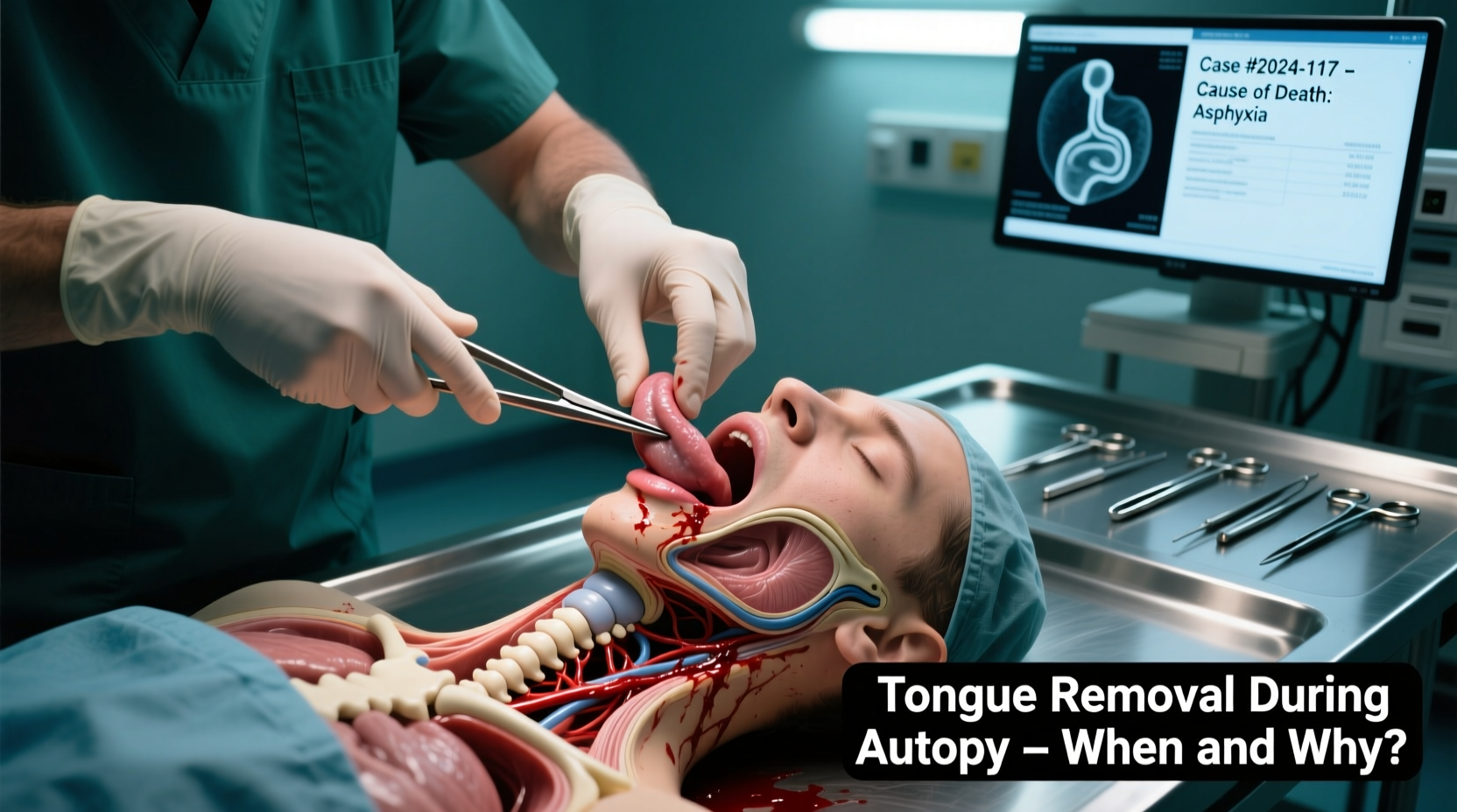 tongue removal during autopsy when and why does it happen