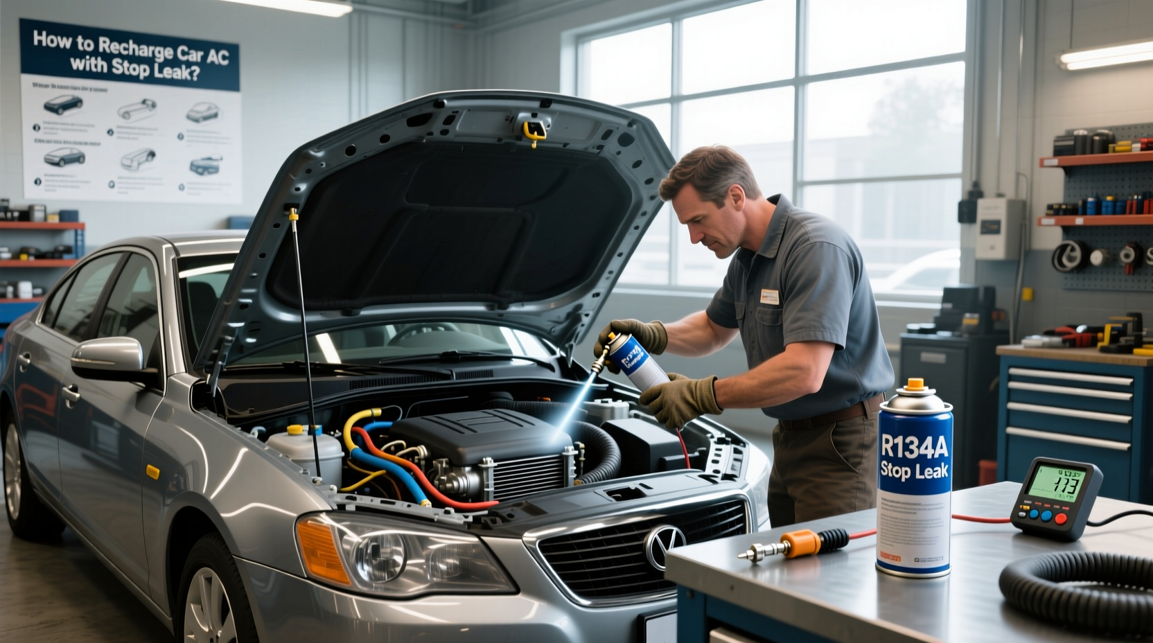 How to choose r134a stop leak, How to recharge car AC with stop leak?