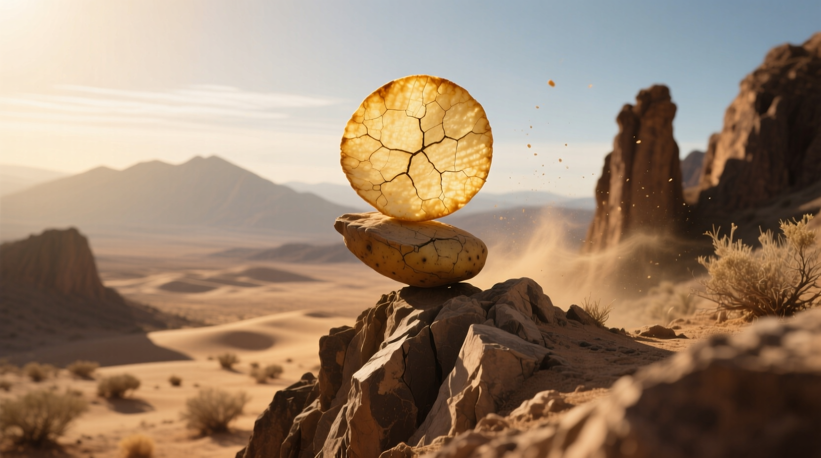 Potato Chip Rock balanced on mountain ridge