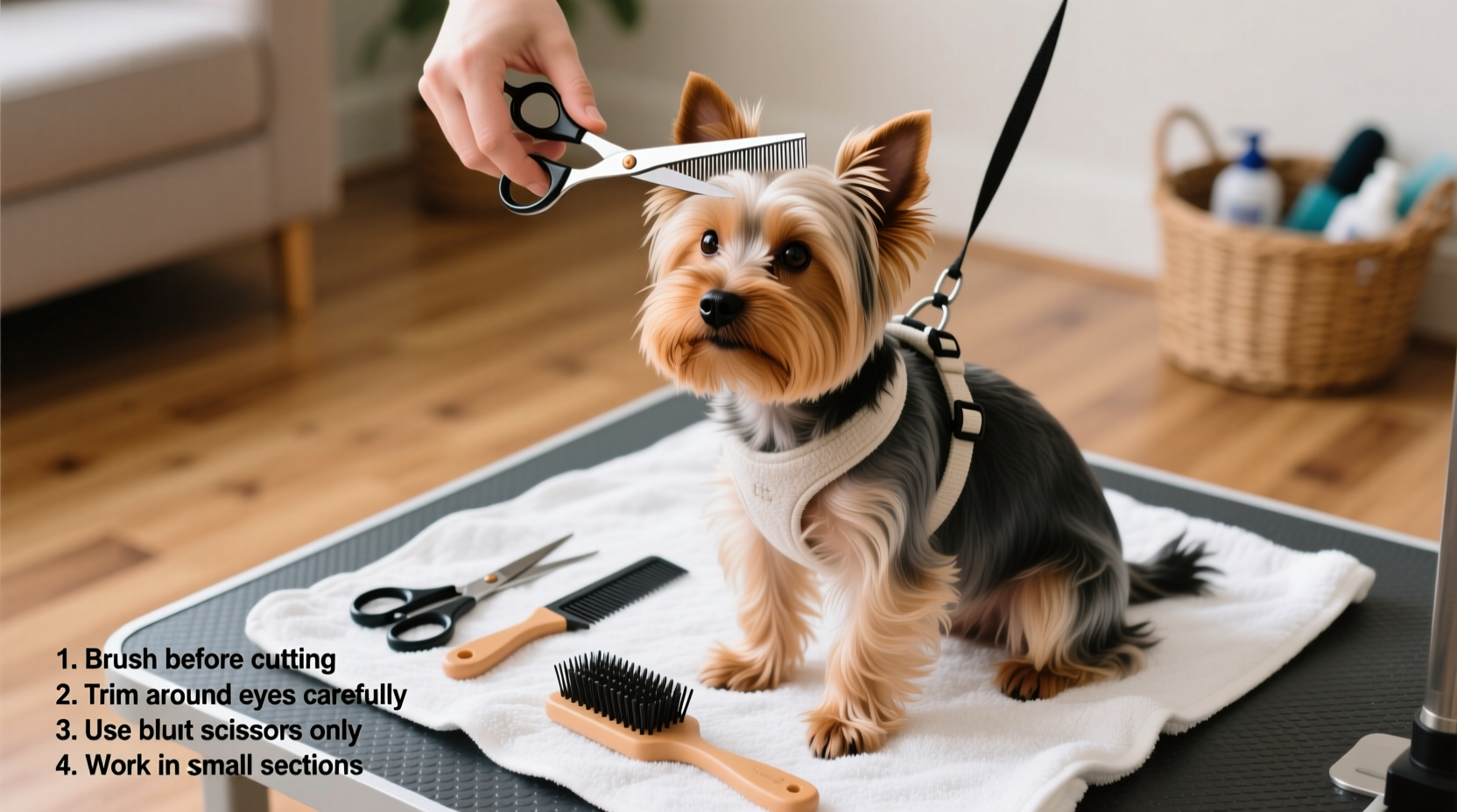 step by step guide to safely cutting your yorkies hair at home
