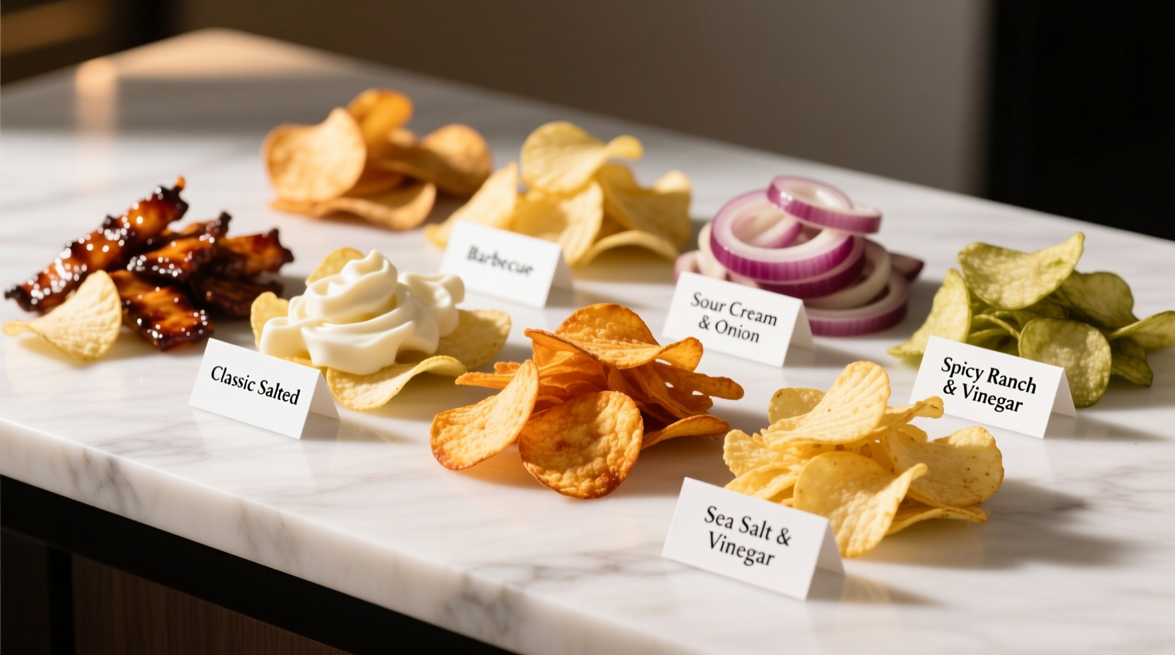 assortment of potato chips in various flavors