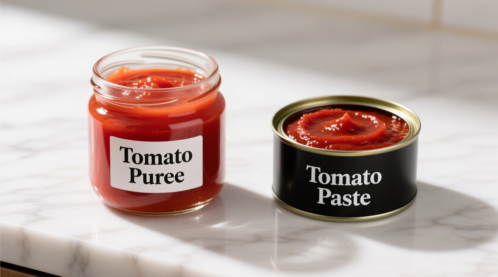 Tomato puree and paste side-by-side comparison