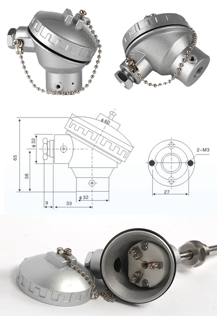 china supplier industrial Aluminum thermocouple connection head with junction box