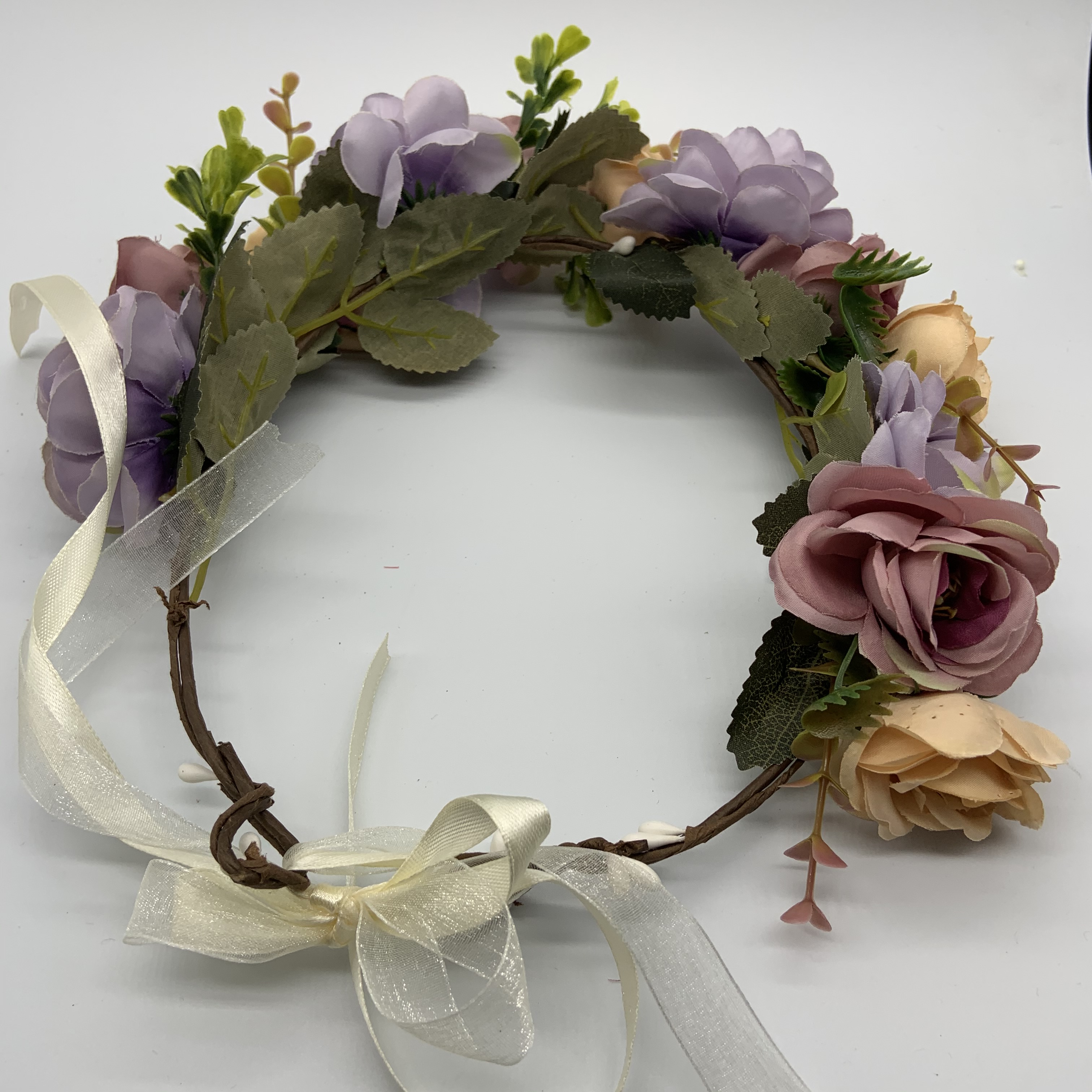 快速交货定制美丽的假日头花环女性蓝色白色婚礼花环 - buy white