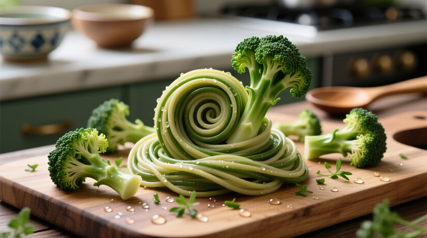 spiralize woody broccoli stems into tasty noodles
