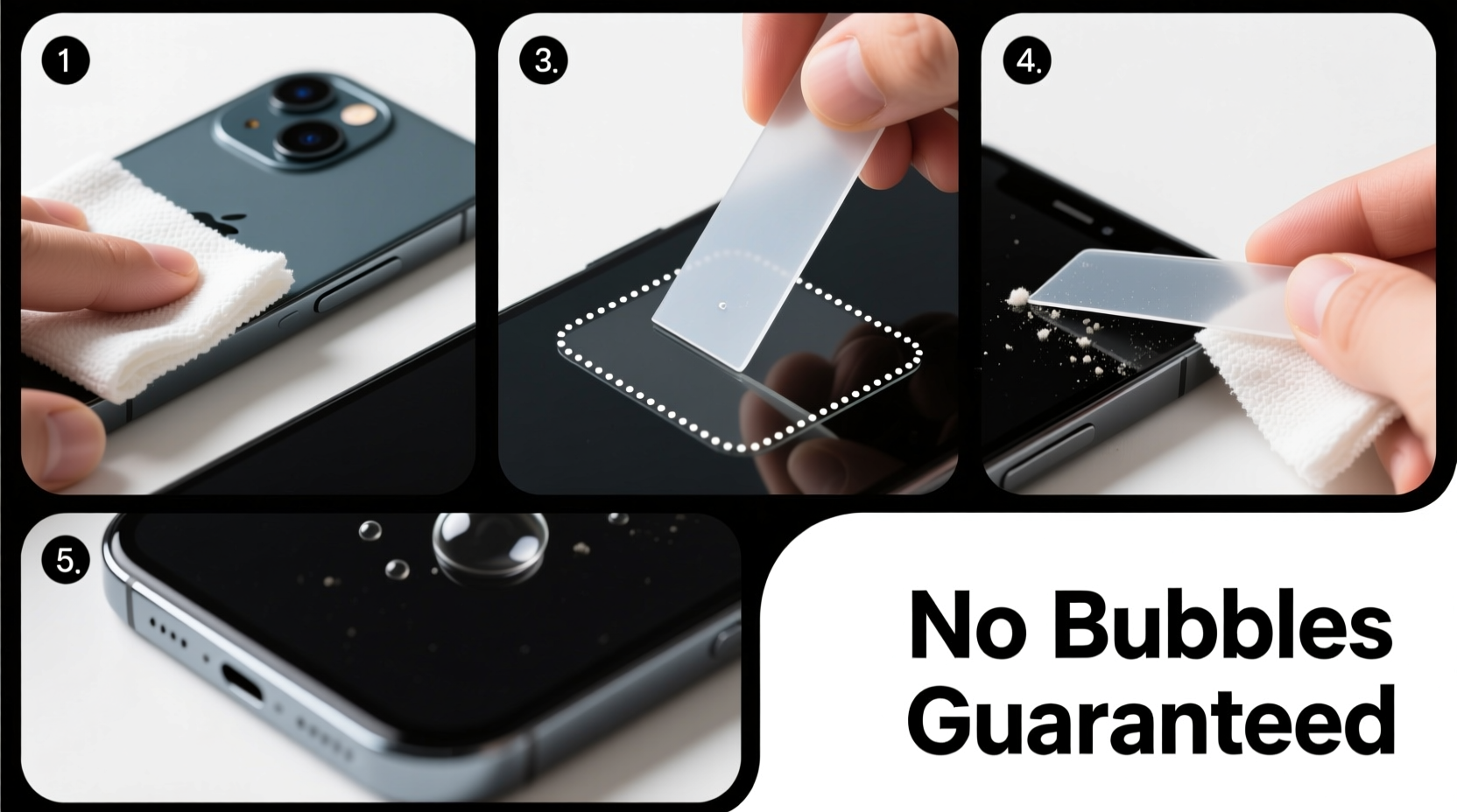 step by step guide to perfectly applying glass film on your cell phone without bubbles
