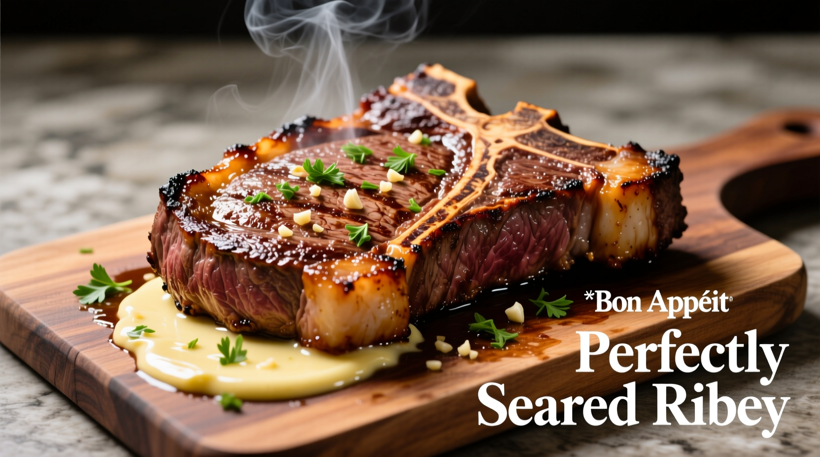 Perfectly seared ribeye steak with garlic butter