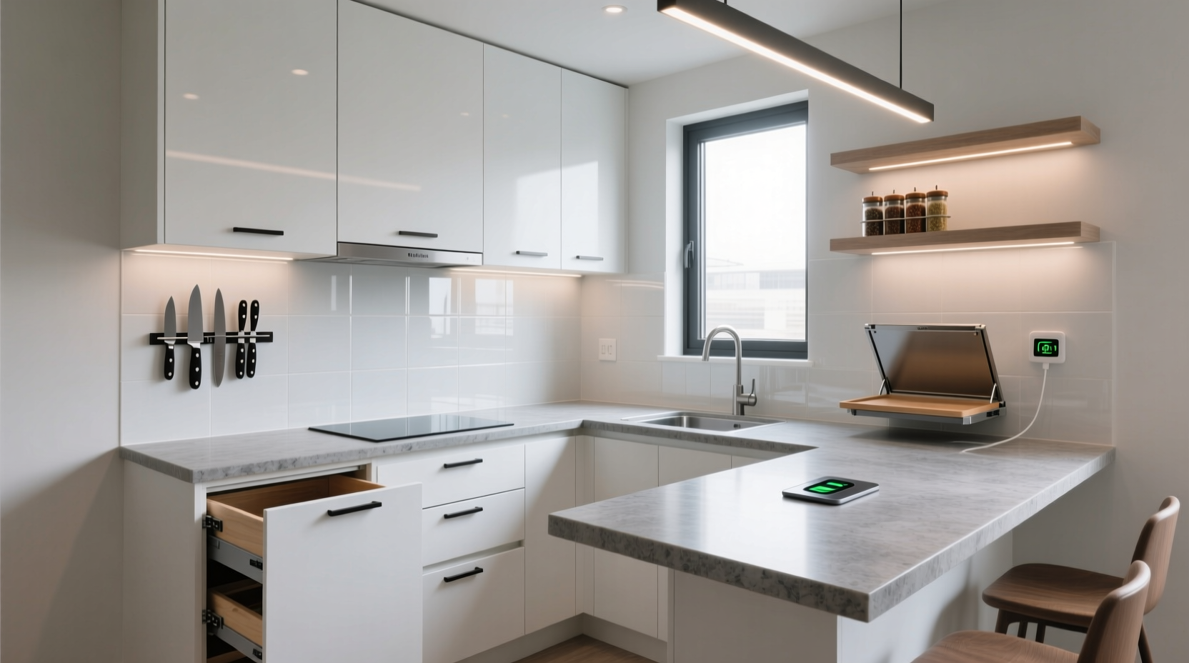 more storage and counter space in a small kitchen