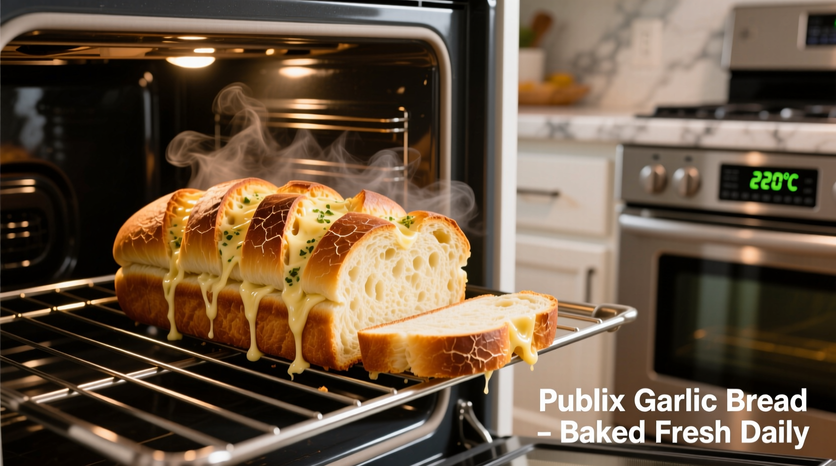 Publix garlic bread baking in oven