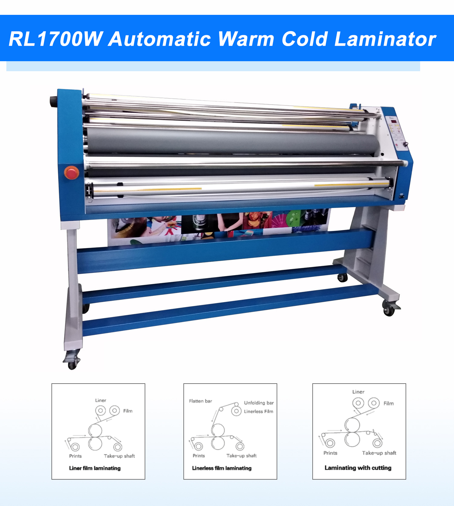 RL-1700W 1600mm 63inch Multi-function Automatic Warm heat assist  Cold Laminator