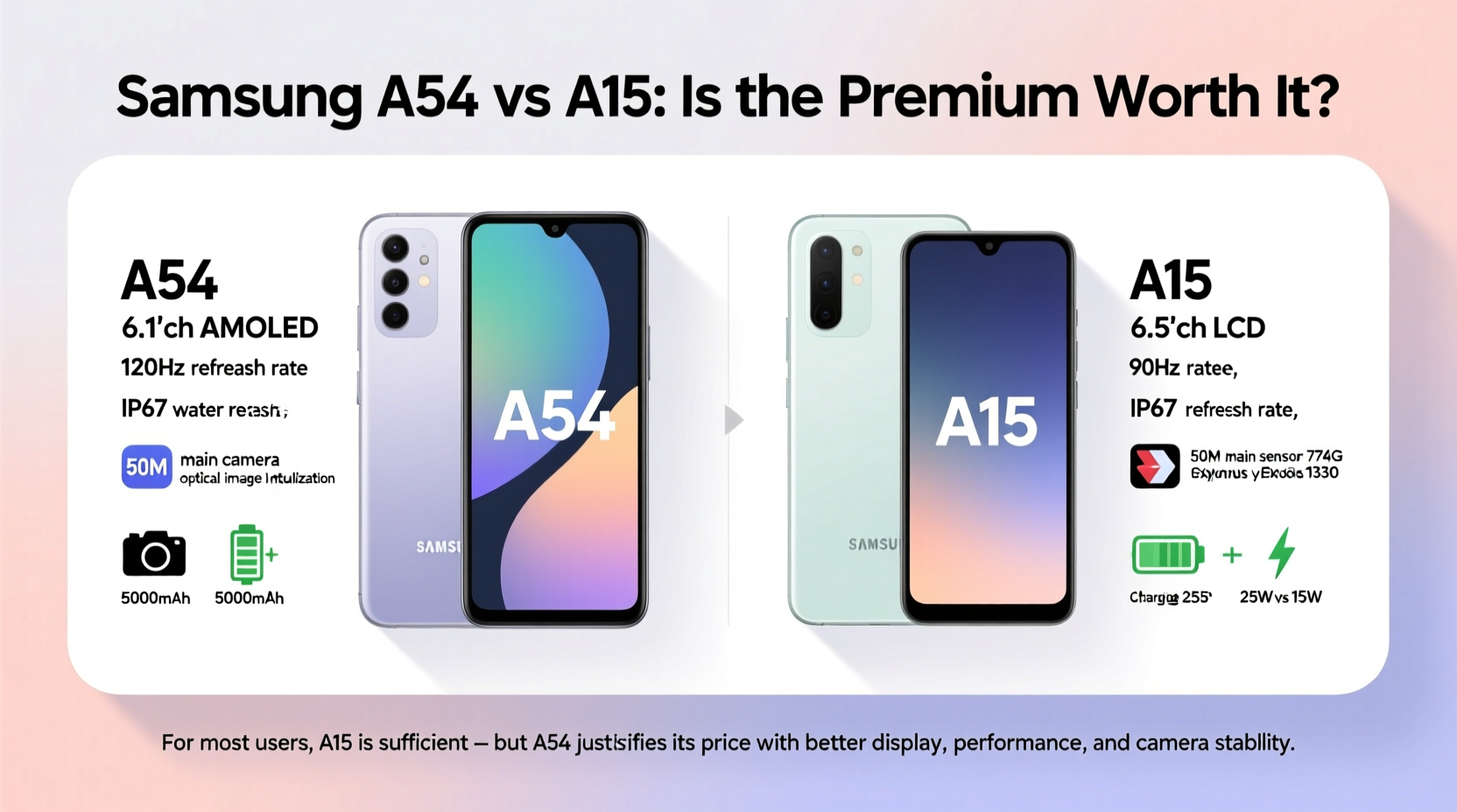 samsung a54 vs a15 is the a54 really worth the extra money or is the a15 good enough