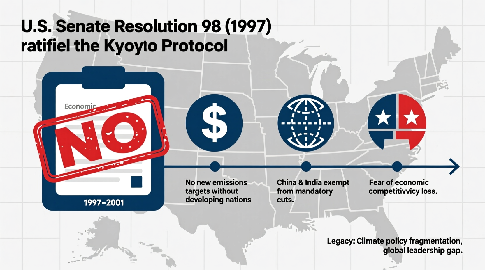 why didnt the us ratify kyoto protocol reasons legacy