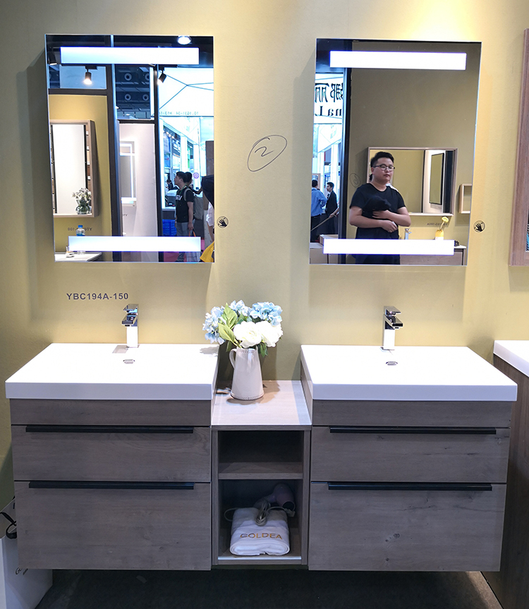 Modern MDF wall vanity double sink bathroom vanity bath furniture