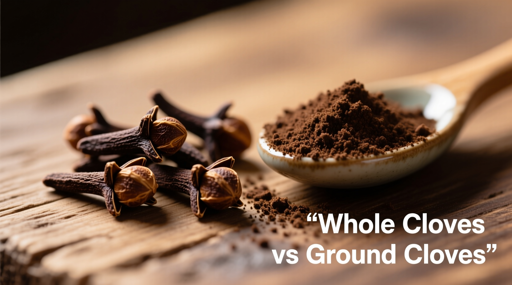 Whole cloves next to ground cloves measurement