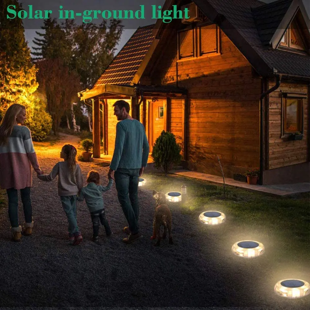 Wireless IP67 Security Colorful LED Solar Disk Deck dock Decoration light Outdoor lighting garden Christmas