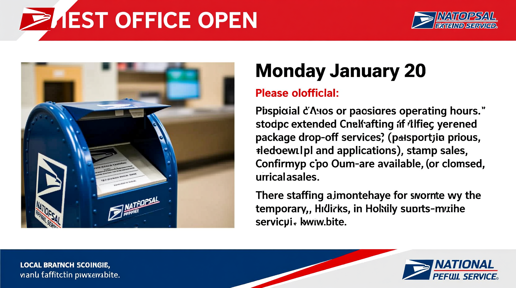 is the post office open on monday january 20