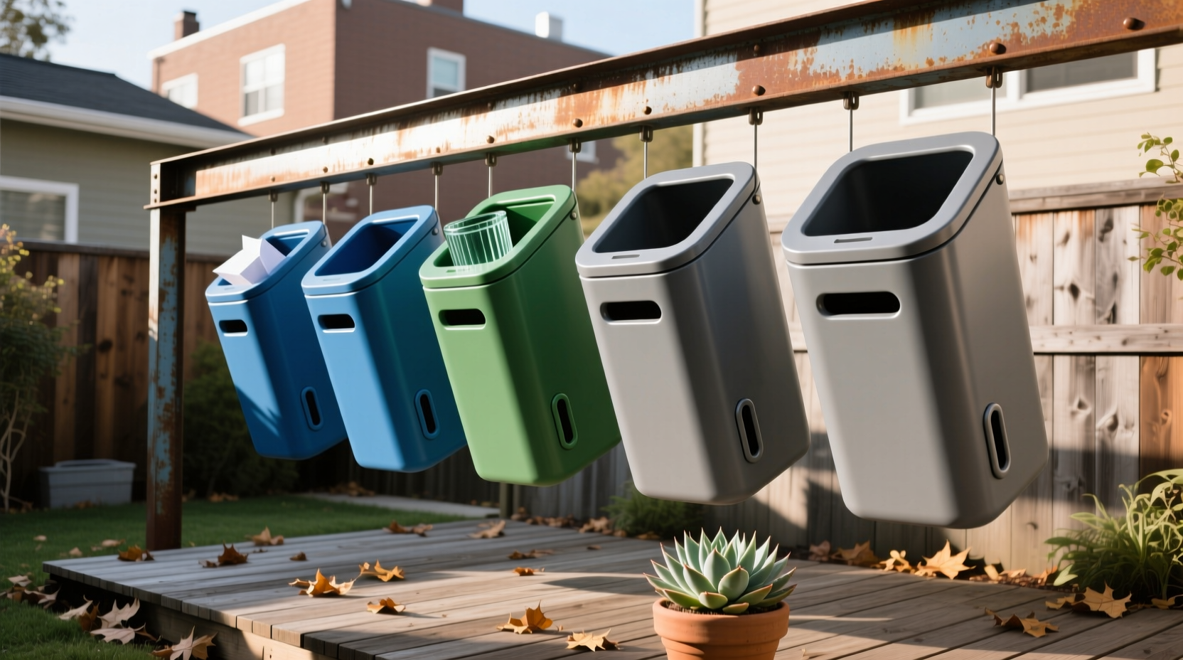 hang your recycling bins for easier access