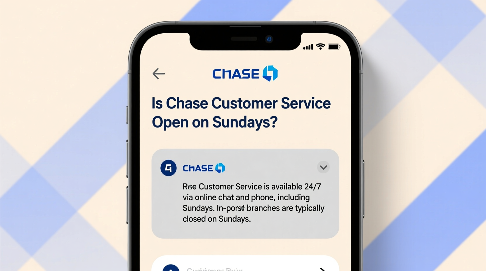 is chase customer service open on sundays