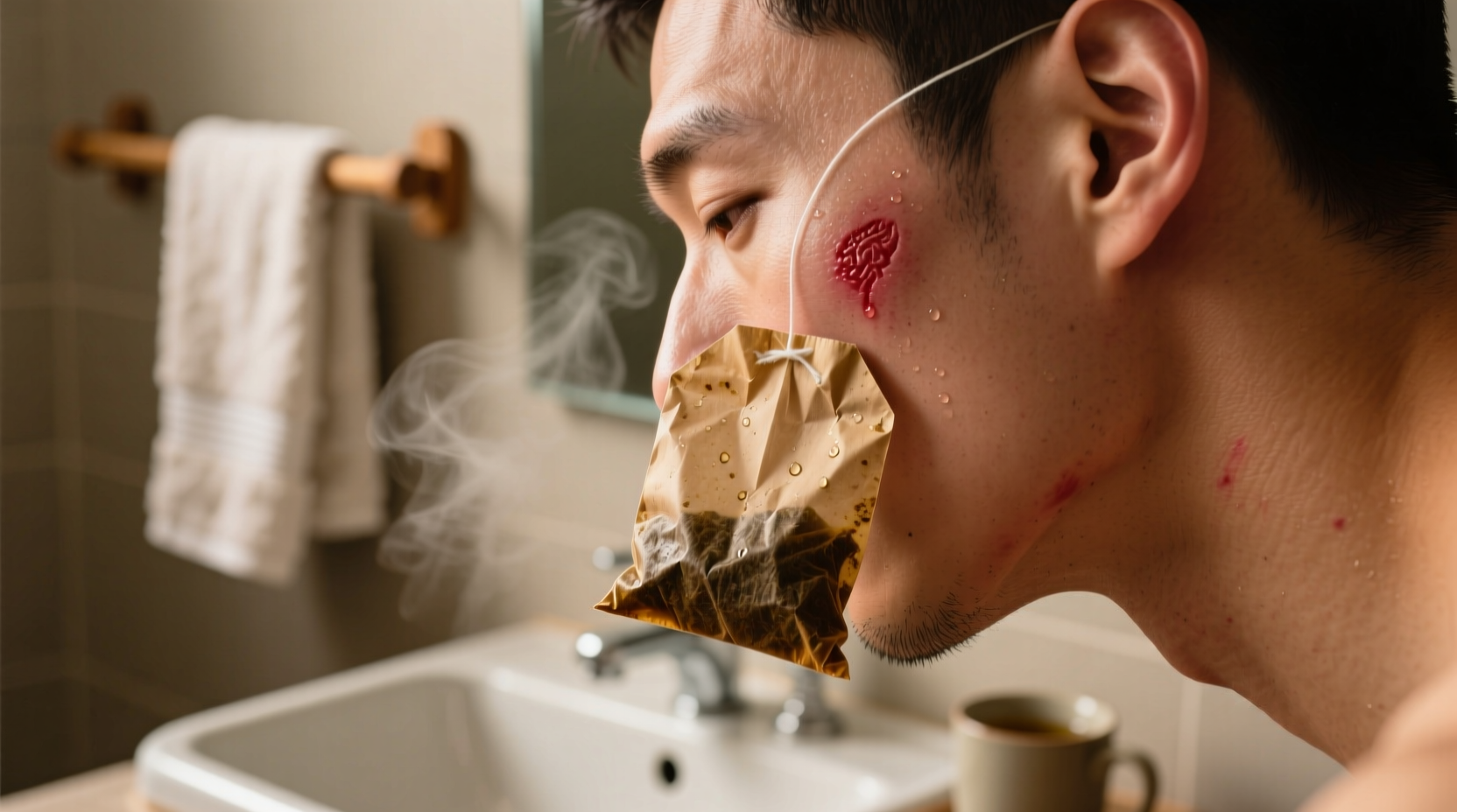 soothe razor burn with a tea bag