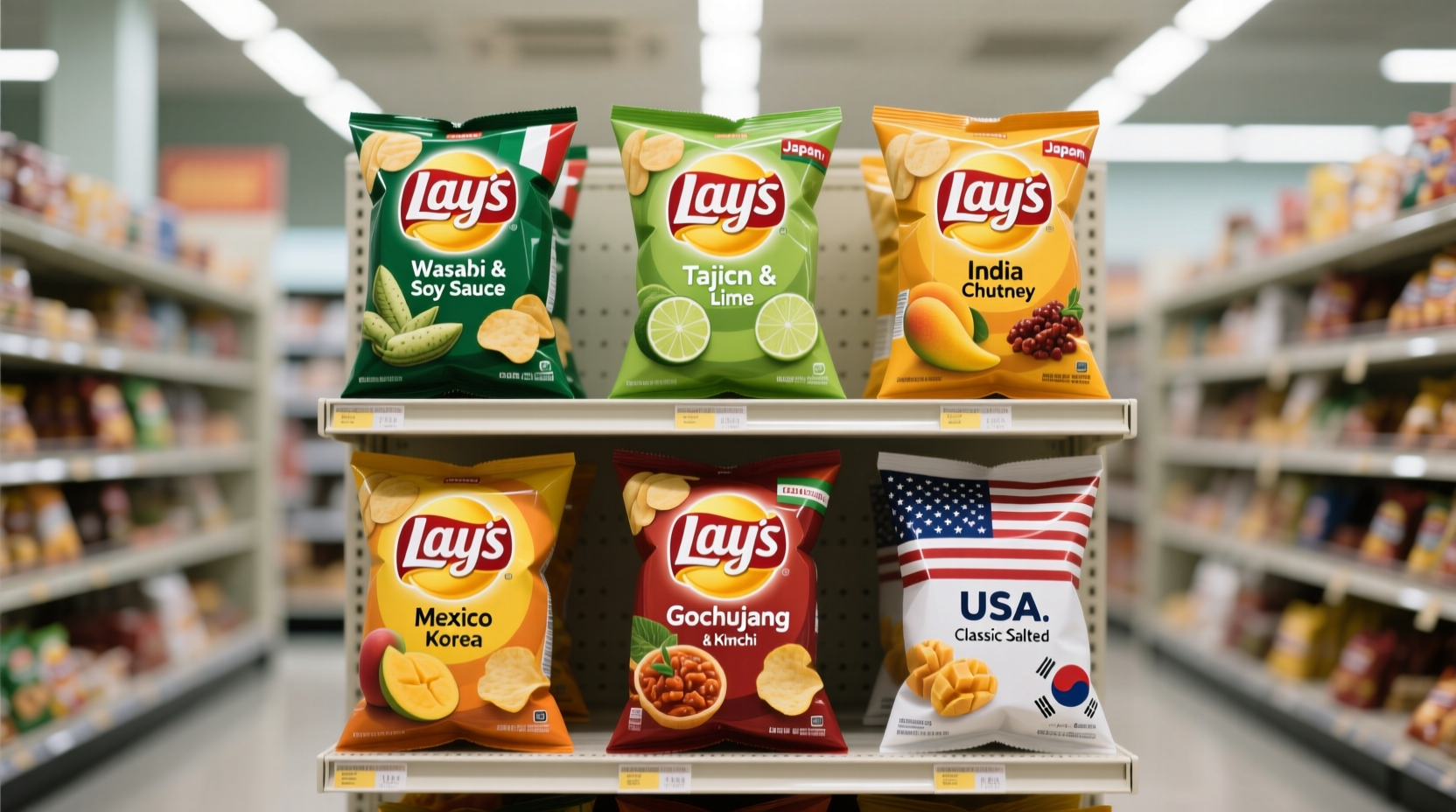 Lay's potato chip flavor varieties arranged by region