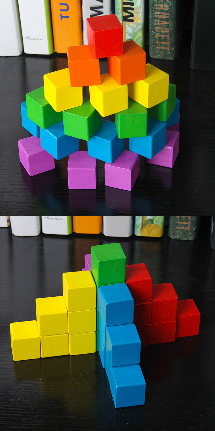 Hot Wholesale Custom Colorful Blocks  Developming Kids Imagination  Educational Toys Wooden Cube Building  Toys 2.5 cm