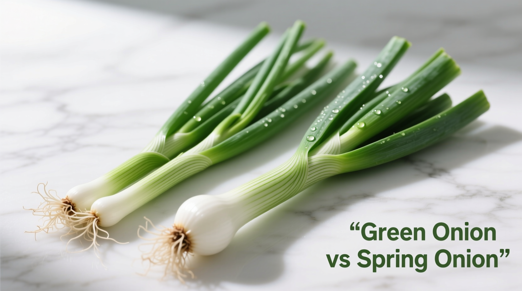 Green onions and spring onions side by side comparison