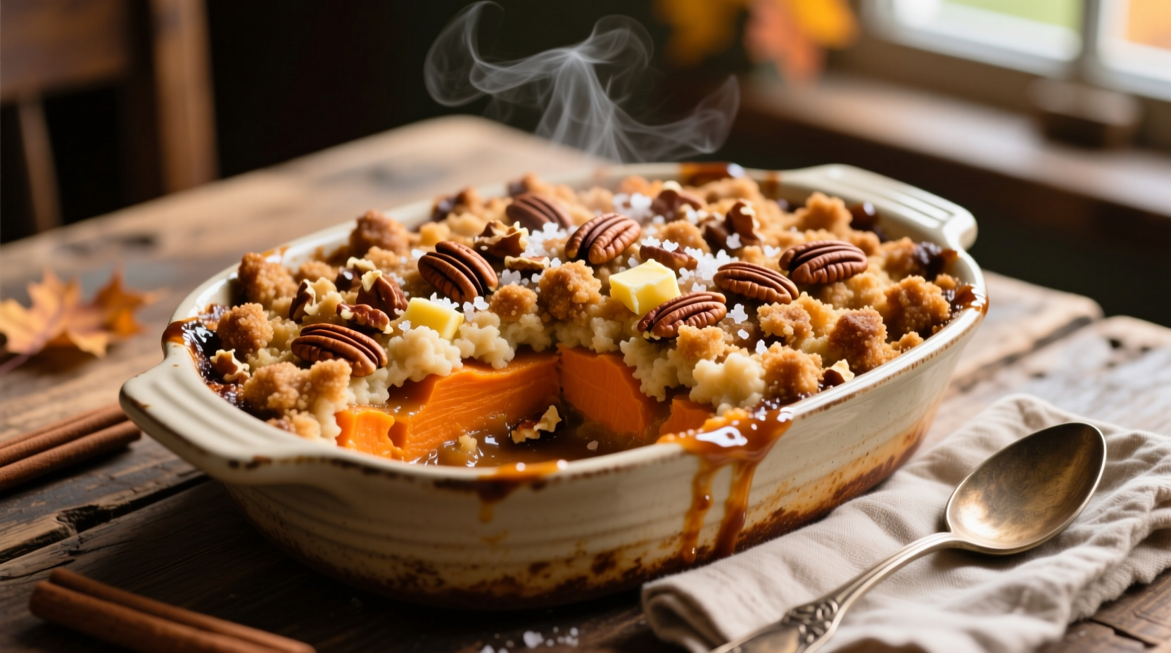sweet potato casserole with pecan topping
