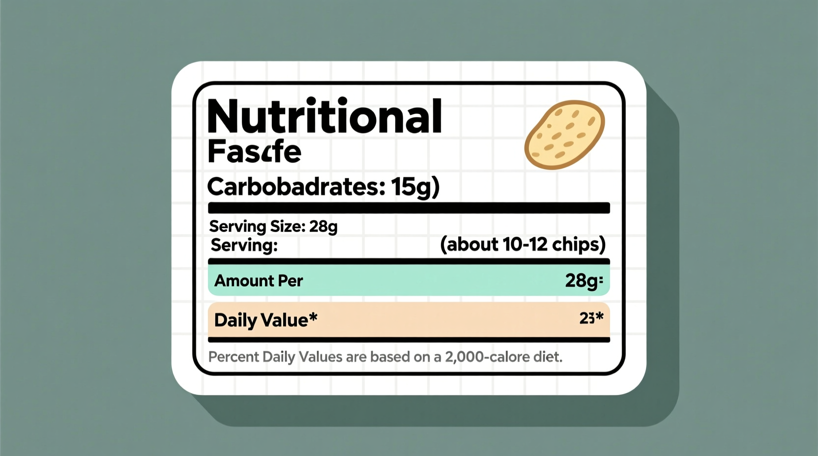 Nutrition label showing carb content in potato chips