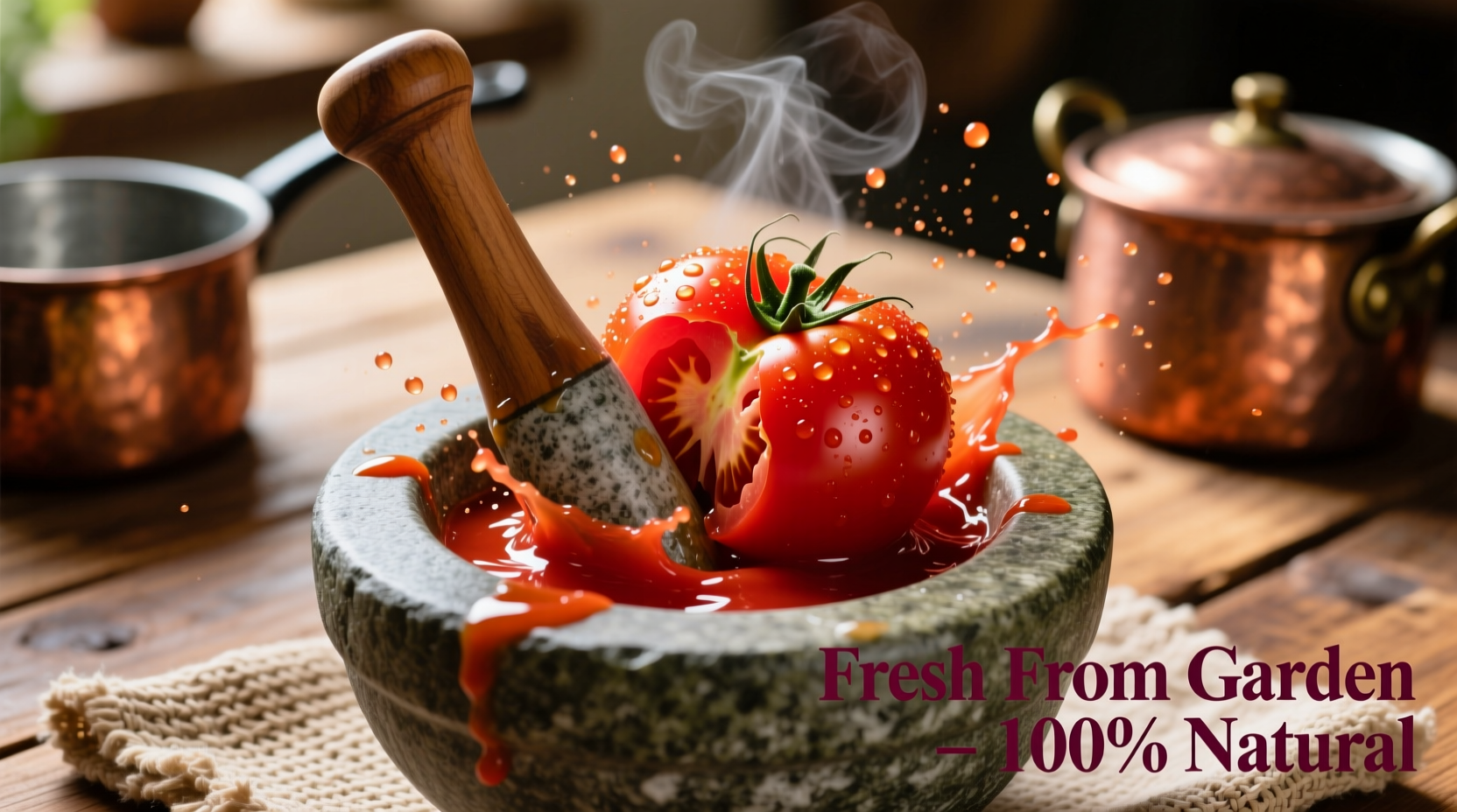 Fresh tomatoes being transformed into vibrant red sauce