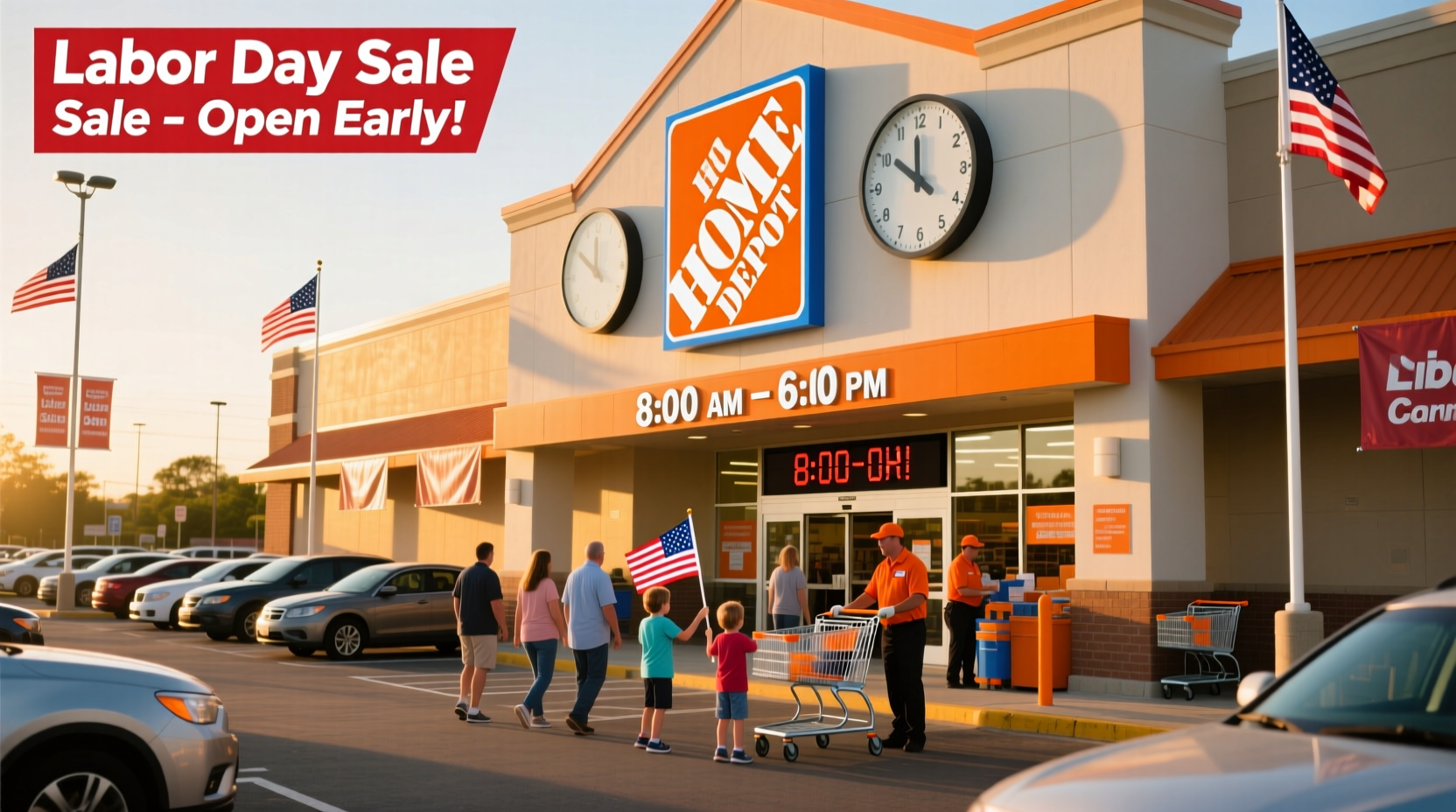 what time is home depot open on labor day